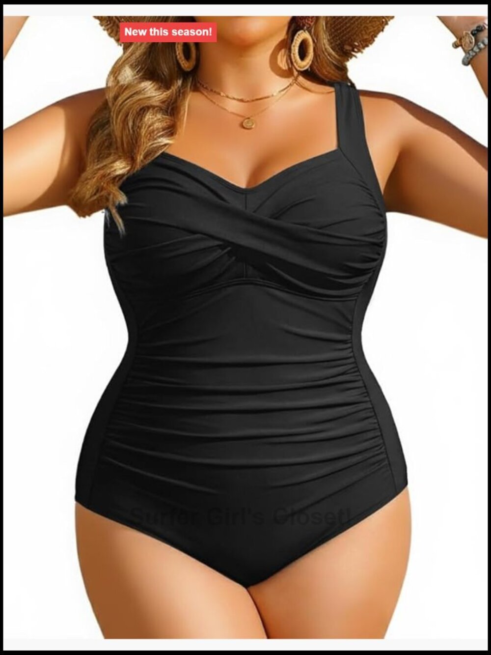 Plus Size One Piece Swimsuit Tummy Control Twist Front Ruched Swimwear